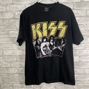 Vintage KISS faded Black band tee Graphic T-Shirt size large 100% cotton unisex